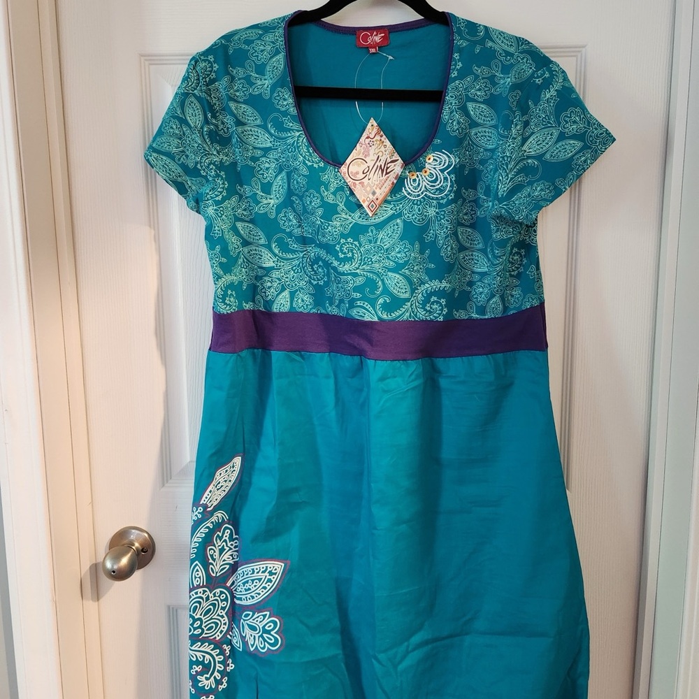 NWT Dress 3XL Coline teal & purple